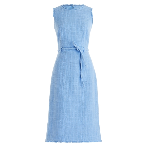 J. Crew Dresses & Skirts - 12 J. Crew Blue Belted Tweed Sheath Dress
